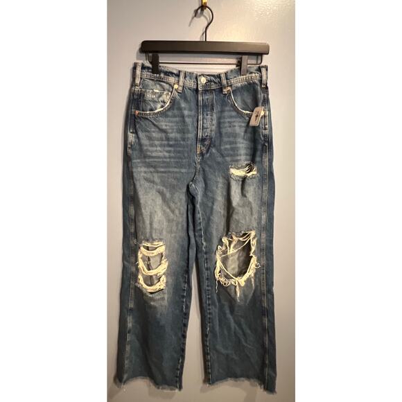 NWT We The Free Distressed Wide Leg Jeans - Size 26 - Picture 1 of 7